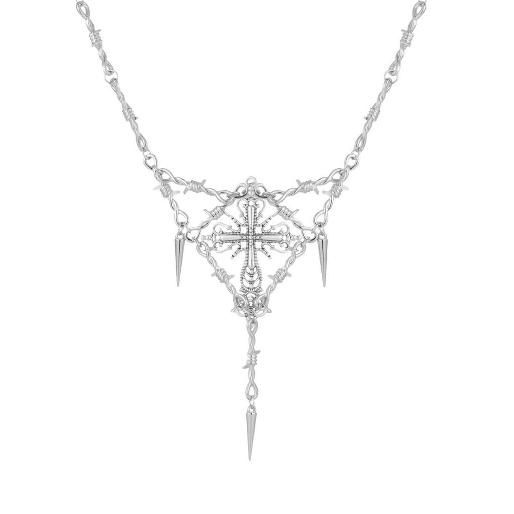 Thorn Cross Trendy Pendant Chain Necklace For Women Perfect For Stylish Everyday Wear
