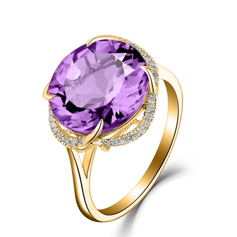 Open Ring Citrine 18K Gold Plated Amethyst Blue Topaz Colorful Gemstone Adjustable Women Jewelry adjustable