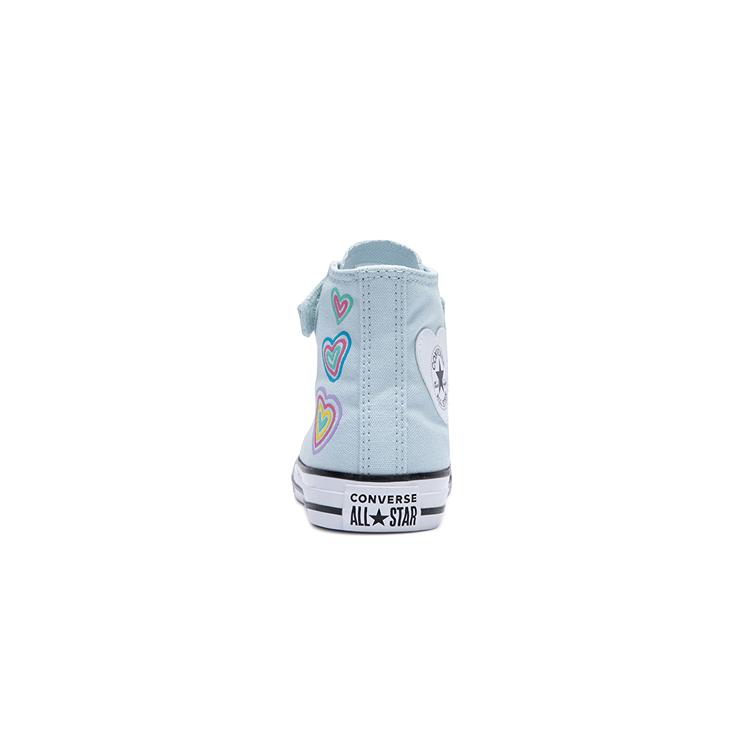 Converse Chuck Taylor All Star EasyOn High PS Heart Patch Kids Sneakers Blue Winter-Slay White A08378C
