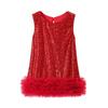 Girls Summer Sleeveless Round Neck Sequin Tulle Princess Dress