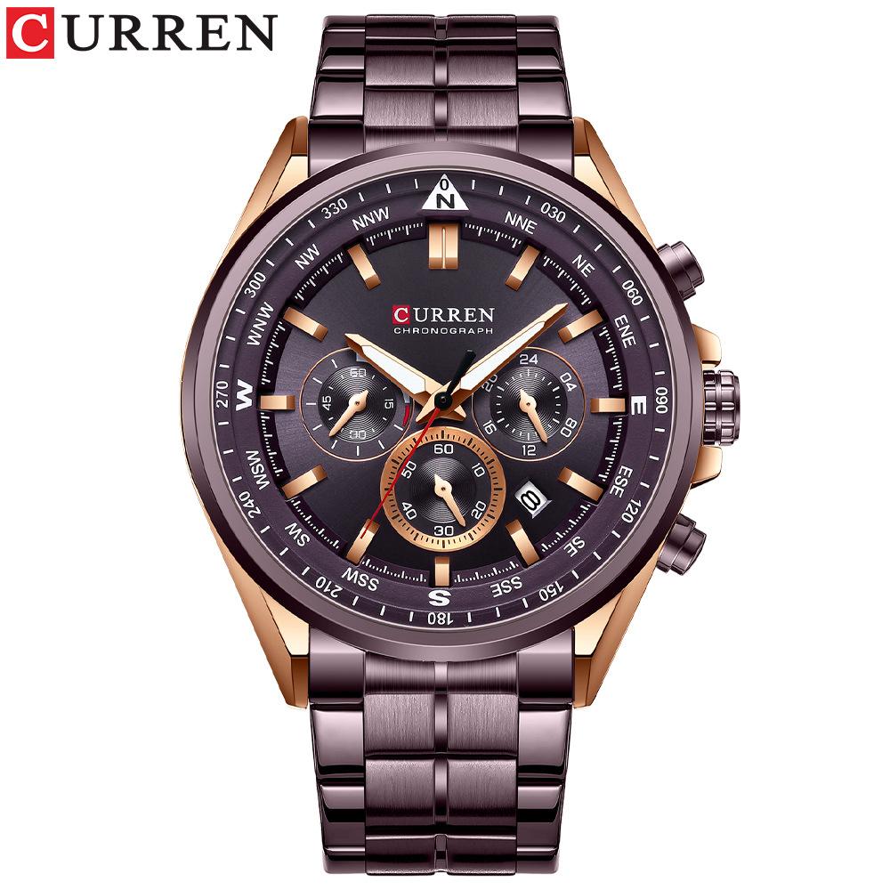 Curren-Men's Business Sports Fashion Waterproof Watch Six Pin Timing Calendar Quartz Watch