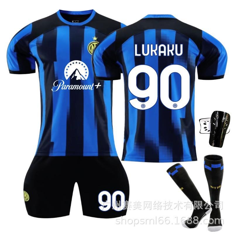 2324 Inter Mailand Heim Nr.. 90 Lukaku 10 Lautaro 23 Barrera Fußballtrikot Set