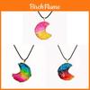 Crystal Moon Pendant Necklace With Rainbow Quartz For Boho Jewelry Crafts