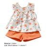 2Pcs/Set Baby Shirt Set Flower Print Breathable Sleeveless Girls Tops Shorts Kit for Summer