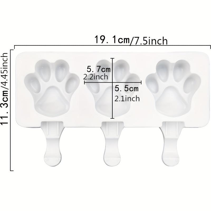 Food-Grade Silicone Cat Paw Mousse & Ice Cream Mold - 3 Cavities, Cartoon Shape With 20 Wooden Sticks Included