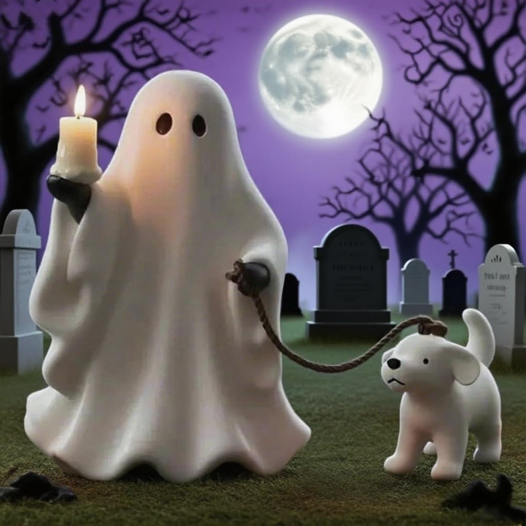 2025 New Ghosts Walking Dogs Statue Halloween Dogs Decor for Porch Or Garden