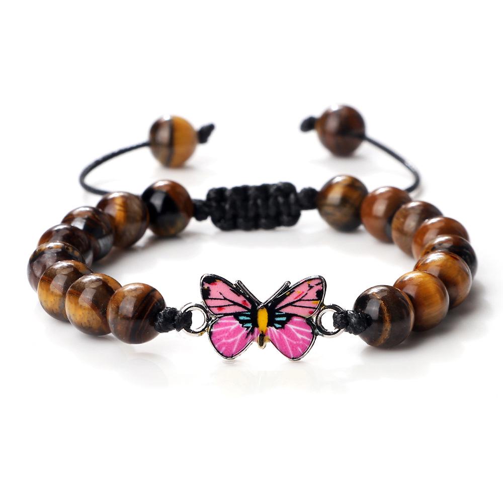 Adjustable Hand-Woven Bracelet with Butterfly Pendant for Women, Men's Gift, In Stock