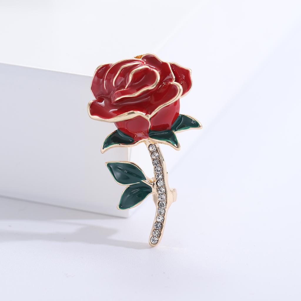 Fashion Enamel Rose Brooches for Women Unisex Pearl Plant Pins Event Party Luxury Gifts Backpack Decoration Clothes Accessories