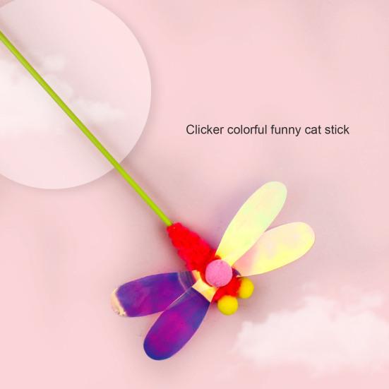 Yousheng Cat Wand Creative Shape Stress-relieving Plastic Feather Style Cat Teaser Stick Pet Interactive Toy for Home