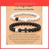 Ensemble de Bracelets Croisés Amoureux Avec Turquoise Blanche Et Perles Noir Mat Pour Cadeau de Couple