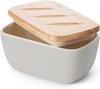 DOWAN Großer Butterbehälter 16,5 cm – Keramik-Butterdose mit Deckel, Grau