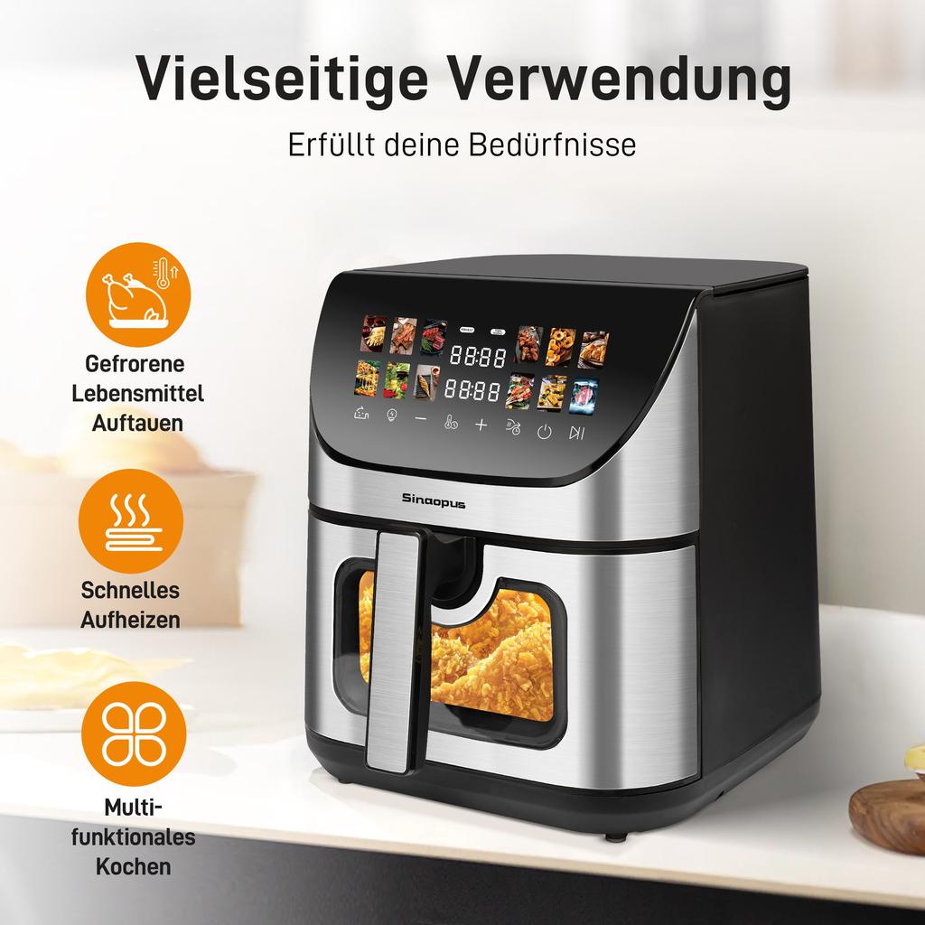 Air Fryer XXL Airfryer 8.5L Airfryer with Viewing Window & Color Display, 12 Programs, Color LED Touchscreen, Easy Cleaning