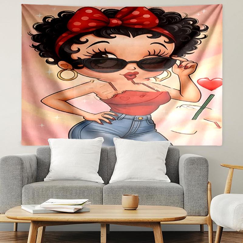 Betty Boop Print Tapestry, Lightweight Wall Hanging, for Bedroom, Dorm, Living Room, Home Art Decor - Birthday Christmas Gift for Friends
