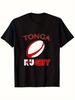 Tonga Flag Inspired Men's T-Shirt, Soft and Comfortable Rugby Pride T-Shirt, Crew Neck, Machine Wash