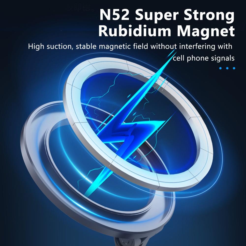 Car Phone Holder Car Magnetic Phone Stand Strong Magnetic 161°Rotatable Foldable Metal Suction Cup Phone Mount for Smart Phones