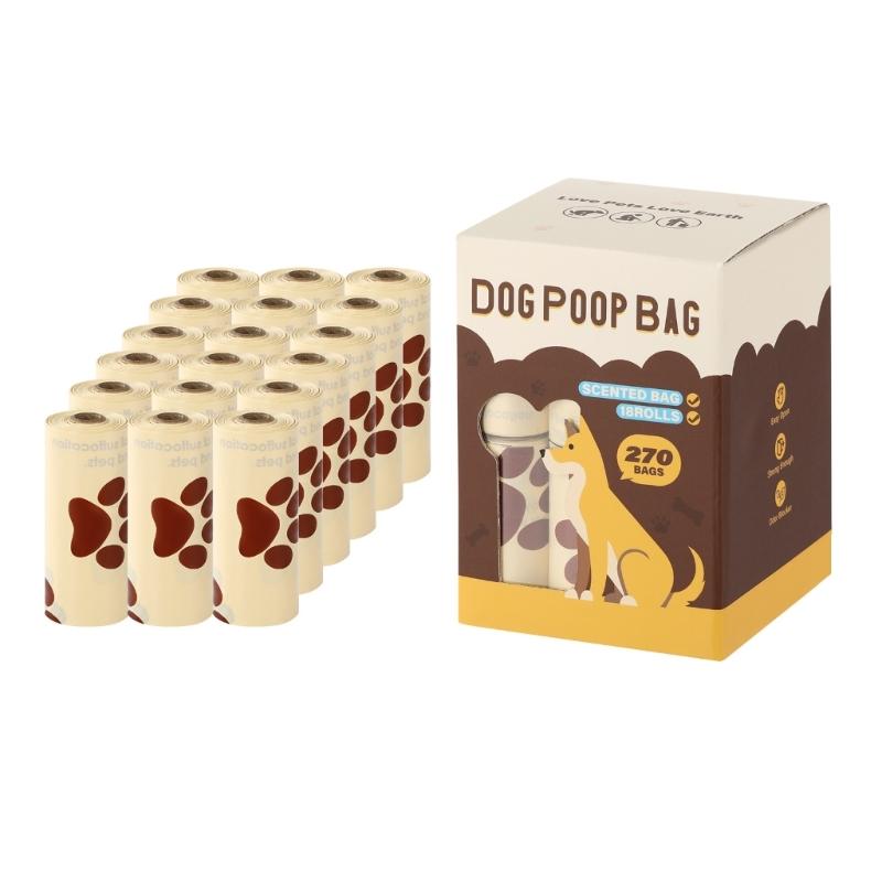 Dog Poop Bag with Milk Scent Clip and Dispenser for Pet Walking, Outings and Travel Easy To Clean