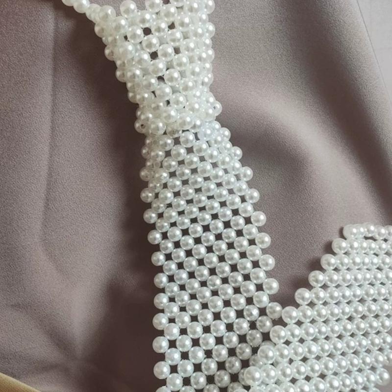 Luxurious Pearl Bead Bowtie Delicate Women School Uniform Banquet Formal Shirt Necktie Woman Wedding Accessories