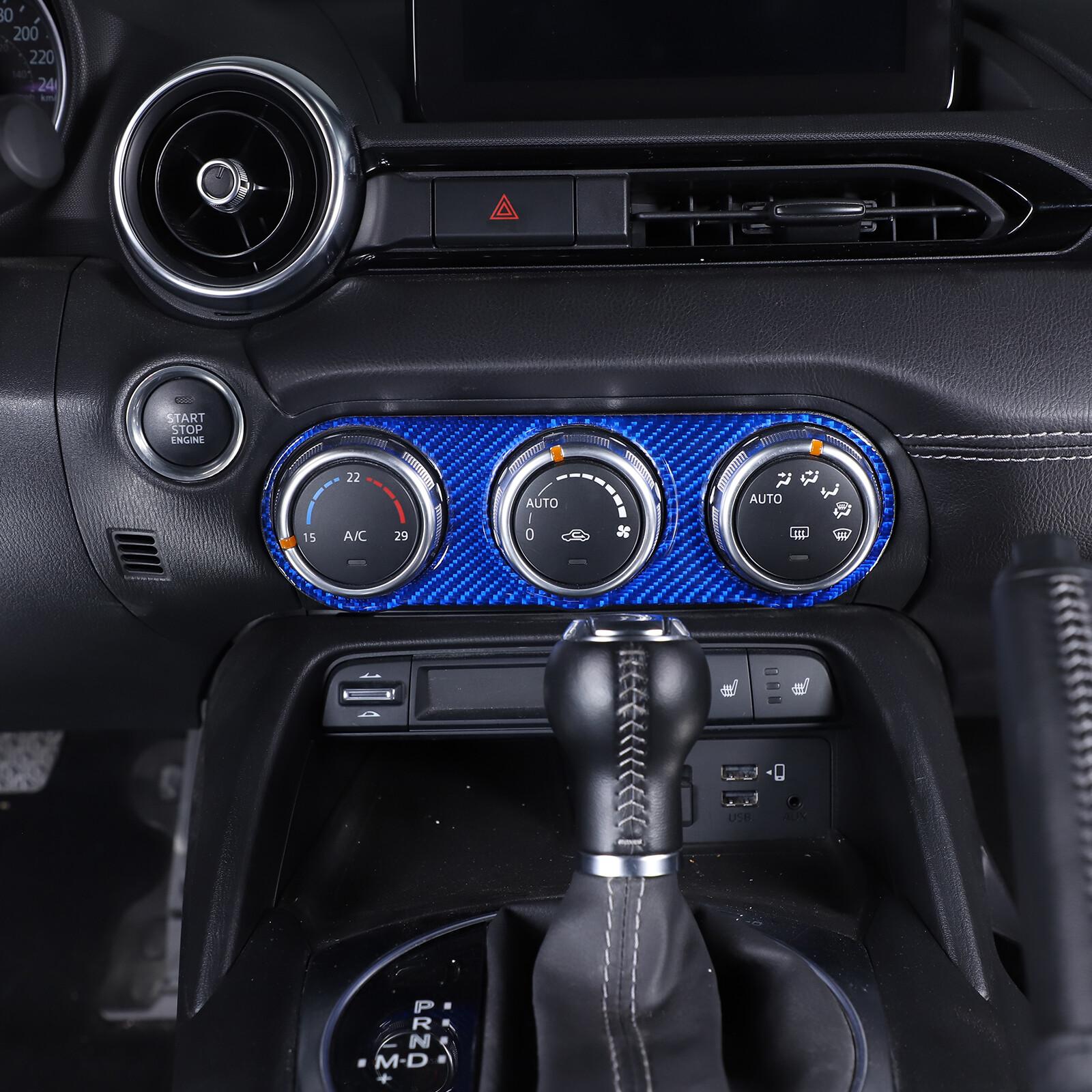 Blue Carbon fiber Console Air condition Panel Cover Trim for Mazda MX-5 2016-23