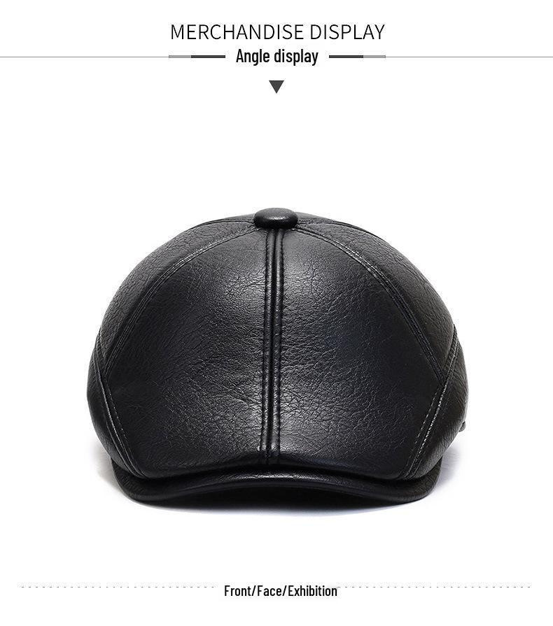 Men's Korean Style Winter Baseball Cap - Faux Leather with Ear Protection for Middle-Aged and Elderly