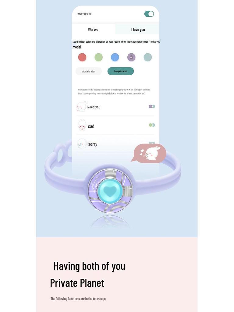 Totwoo Ripple Vibration Bracelet: Heartfelt Long-Distance Couple's Gift for Valentine's Day Remote Interaction.