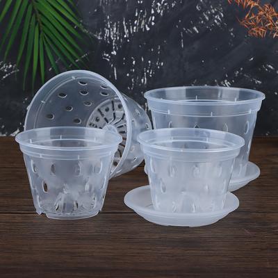 1Pc Plastic Breathable Flower Pots Accessories Flowerpot Garden Planter Drainage Pots with Holes Transparent Orchid Baskets