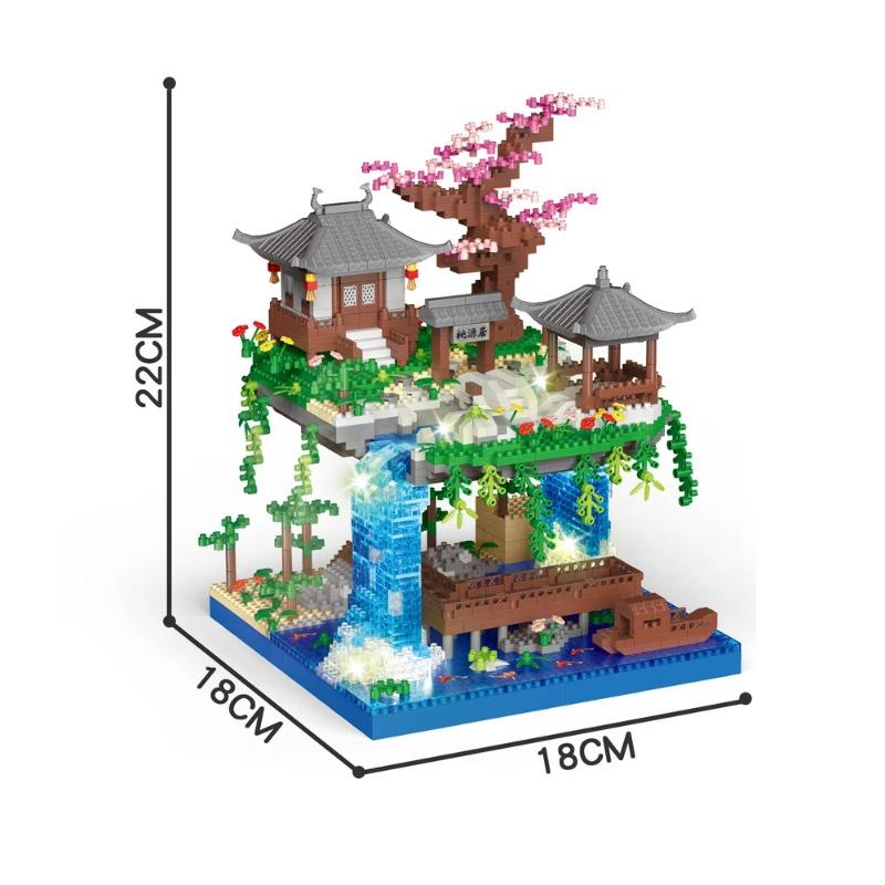 

Набір мікроблоків на тему озера Таохуатан, Креативні іграшки для дорослих, Унікальна китайська модель ландшафту з LED-підсвічуванням