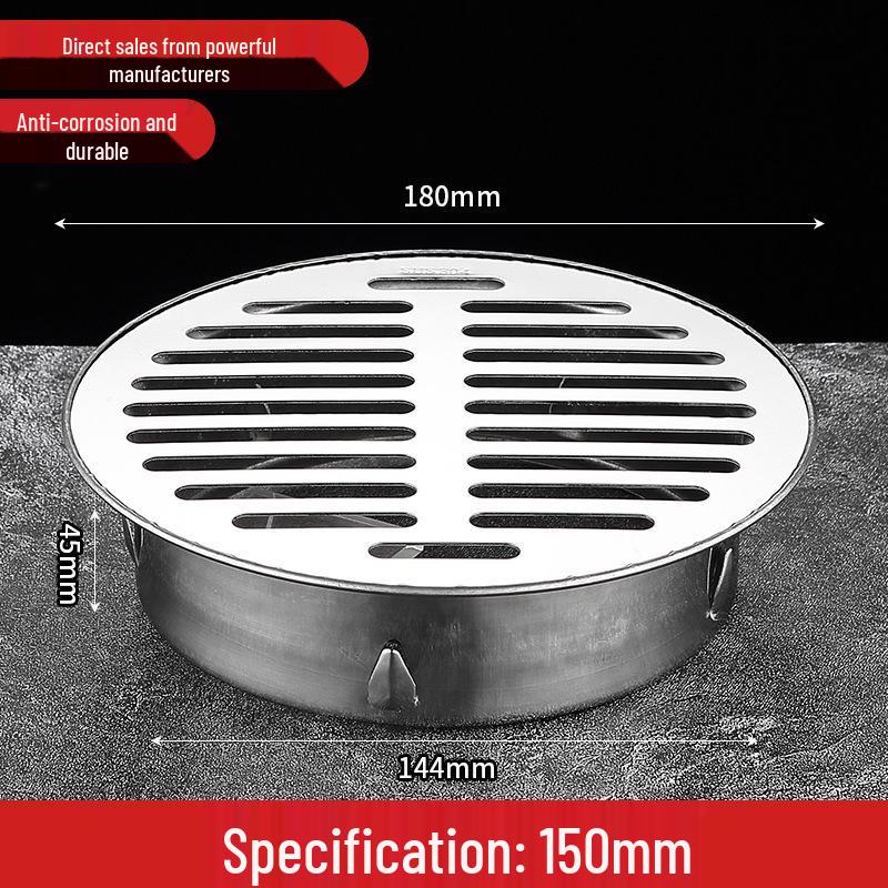 Non-Clogging Stainless Steel Floor Drain with Large Capacity & Direct PVC Insertion for Outdoor Use