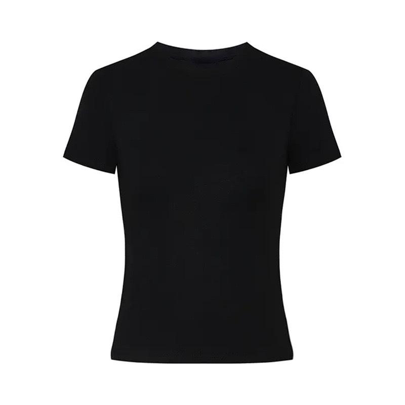 2025 Korean Style Slim Fit Solid Color Short Sleeve T-Shirt for Women