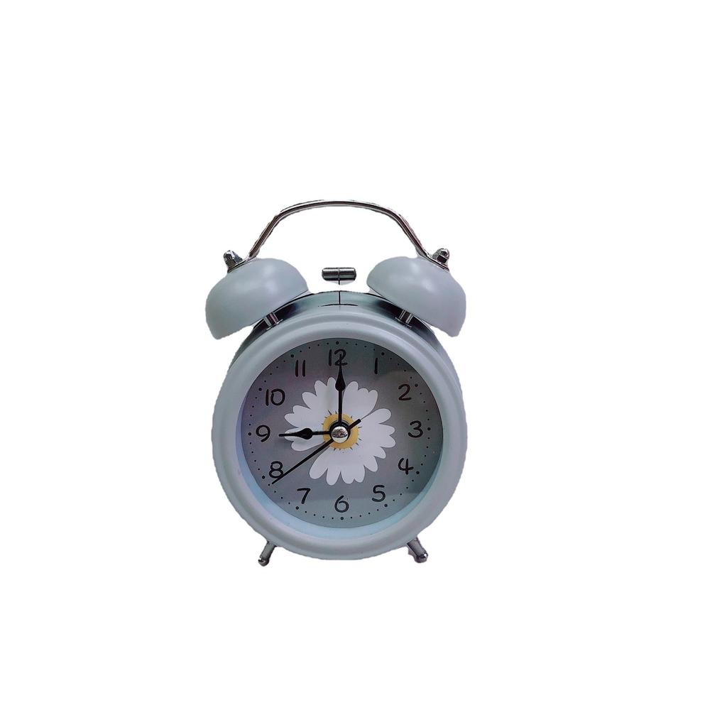 3-Inch Metal Craft Daisy Modern Bell Alarm Clock, Round Simple And Super Loud Noise