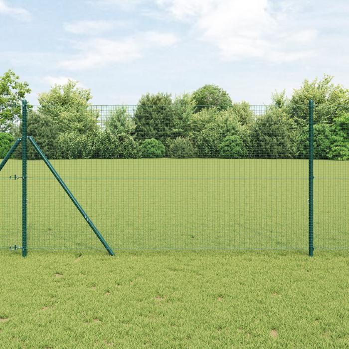 VidaXL Clôture en fil soudé avec 13 poteaux verts 1.4x25 m en acier 3351735