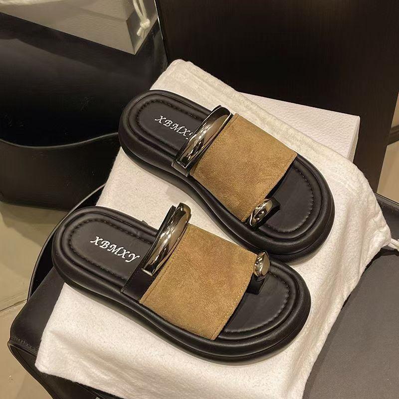 

Flat bottom one pedal half slippers women s new set of toe soft bottom comfortable sandals 40 хаки