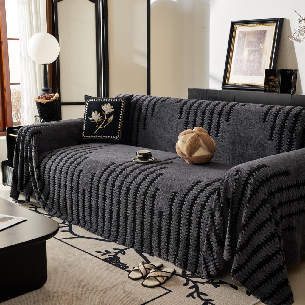 Thicken Graduating Arrows Tuffed Fleece Jacquard Warm Sofa Towel Universal Fluffy Blanket for Living Room Couch Bedding Room