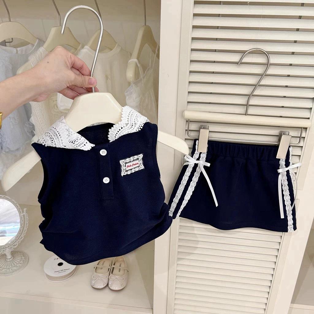 Summer Girls Fashion Camisole Skirt Pants Two Piece Set Baby Girl Outfit Trendy Sleeveless Top And Bottoms Clothes 80cm