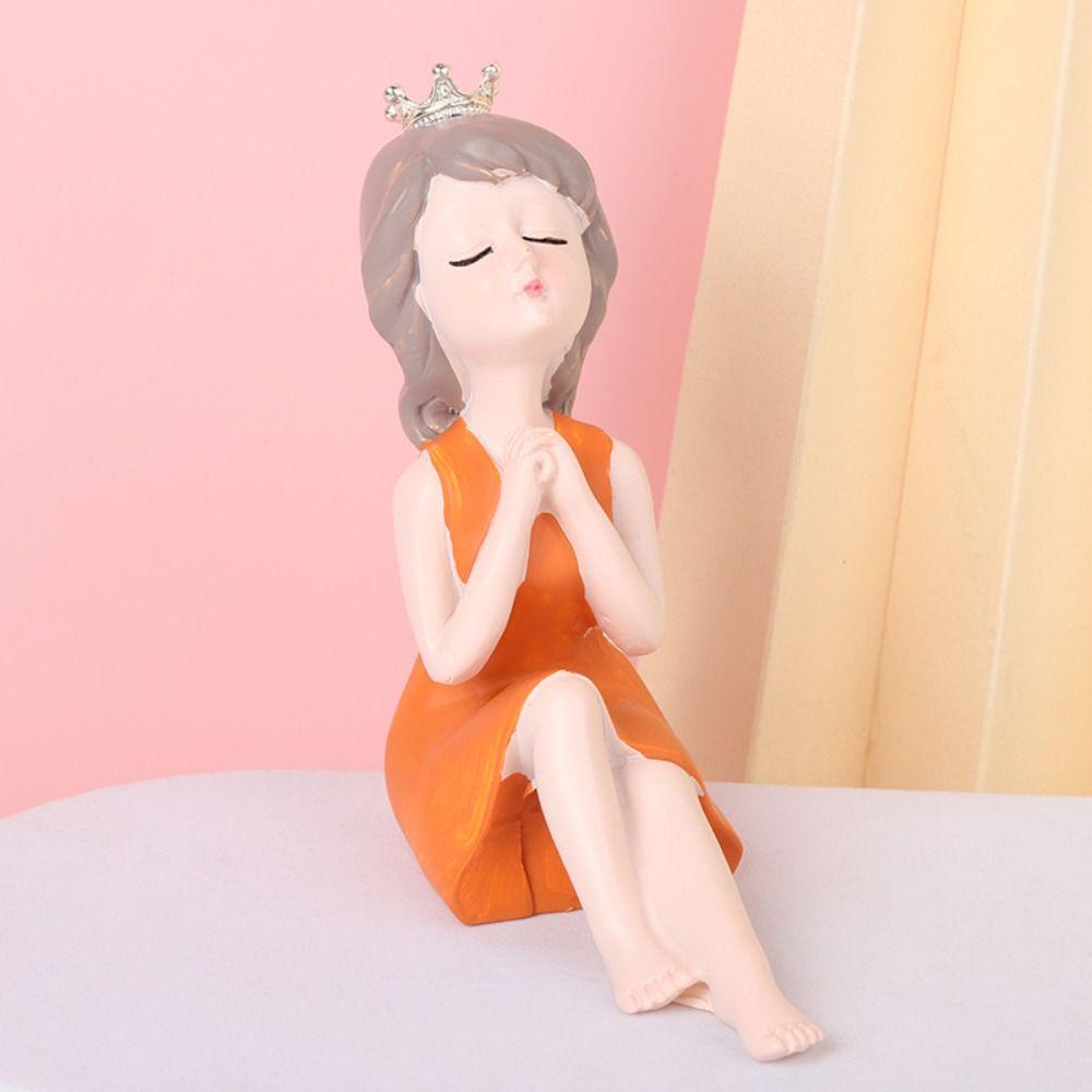 Resin People Sculpture Creative Miniatures Figurine Desktop Ornament Little Girl Statue  Home