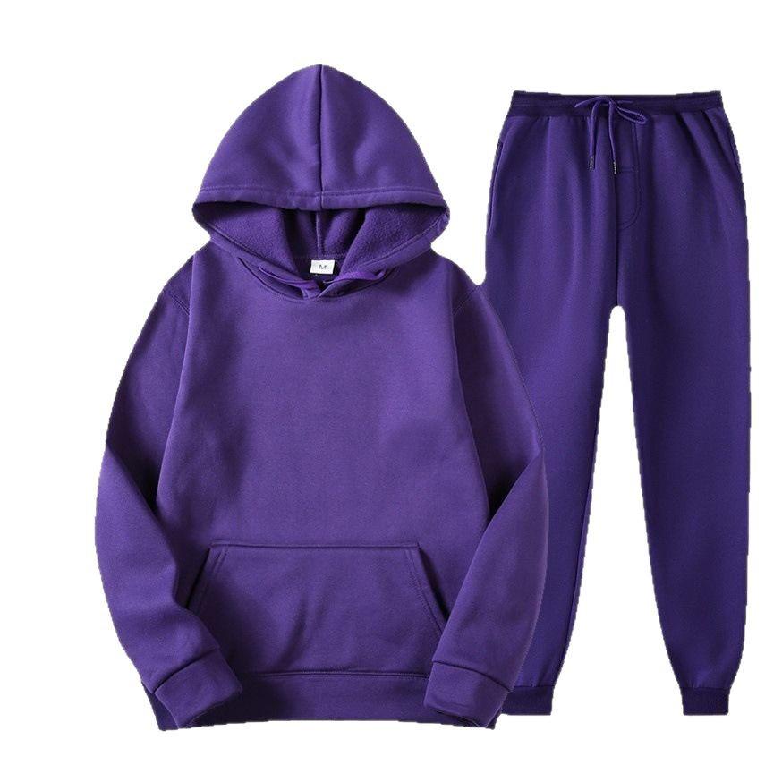 Unisex Sports Fleece-Lined Hoodie & Sweatpants Set with Custom Logo Option