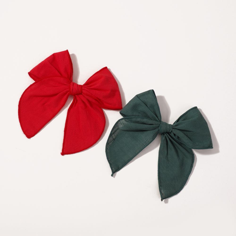 2pcs Christmas Bows Hair Clips for Baby Girls 5.7 Inch Cheer Bowknot Hairpin Classic Plaid Handmade Kids Hair Accessories