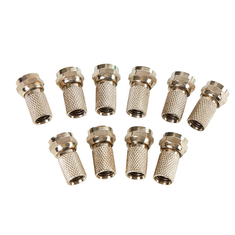 10 Pcs Metal Twist On Rg6 F Type Coaxial Cable Connector Plugs For Tv Satellite