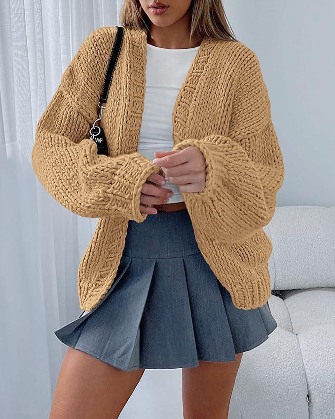 2024 Autumn/Winter Women's Casual Long-Sleeve Drop Shoulder Knitted Cardigan Sweater
