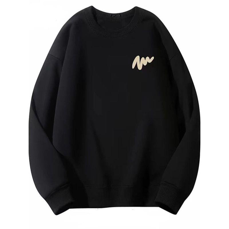 Brand Simple Round-Neck Sweatshirt for Men and Women, Spring and Autumn Style, Fleece-Lined, Loose and Versatile, Men's Top, Trendy Men's Clothing