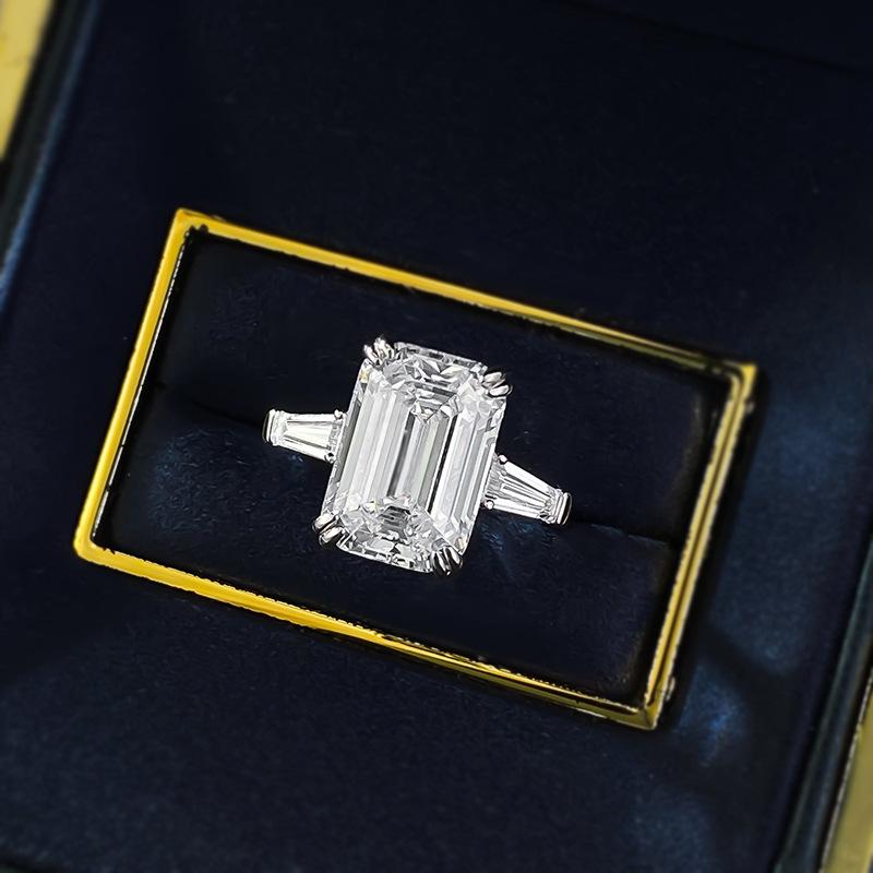 Simulation Emerald Cut 9 * 13Mm Rectangular Ring Ring