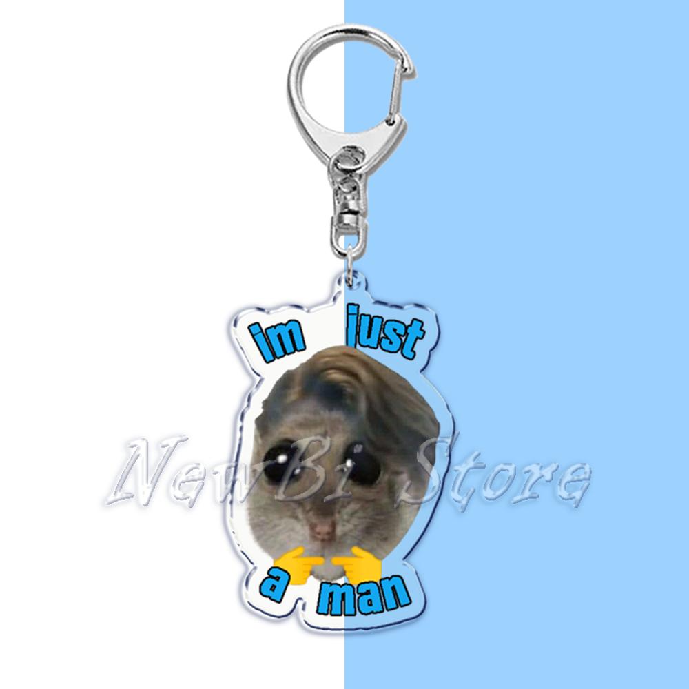 Fun Meme Im Just A Girl Sad Hamster Key Chain Keychains Ring for Accessories Bag Funny Pendant Keyring Jewelry Fans Gifts