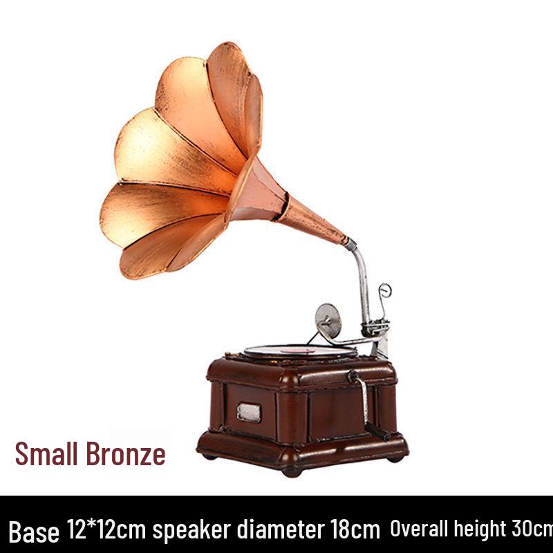 Vintage European-Style Gramophone Ornament: Nostalgic Record Model for Living Room or Wine Cabinet Decor