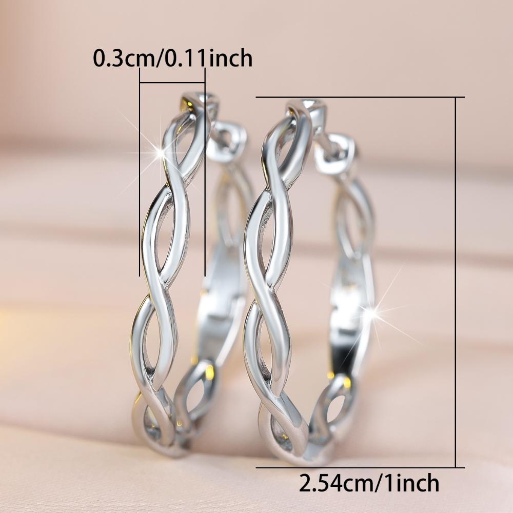 Simple Silver Color Twisted Hoop Earrings for Women Fashion Friends Party Daily Use Gifts