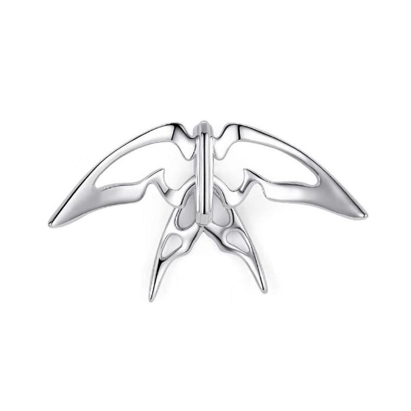 2026 New Mechanical Bird Ear Clip for Women Personality Silver Color Metal Swallow Non Piercing Earrings Ear Cuff Y2K Jewelry