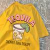 Tequila Cheaper Than Therapy Mens Tops Simplicity Loose Streetwear Creativity Crewneck T-Shirts O-Neck T-Shirt For Women