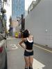 Fashionable Color Block Halterneck Slimming Retro T-Shirt Vest