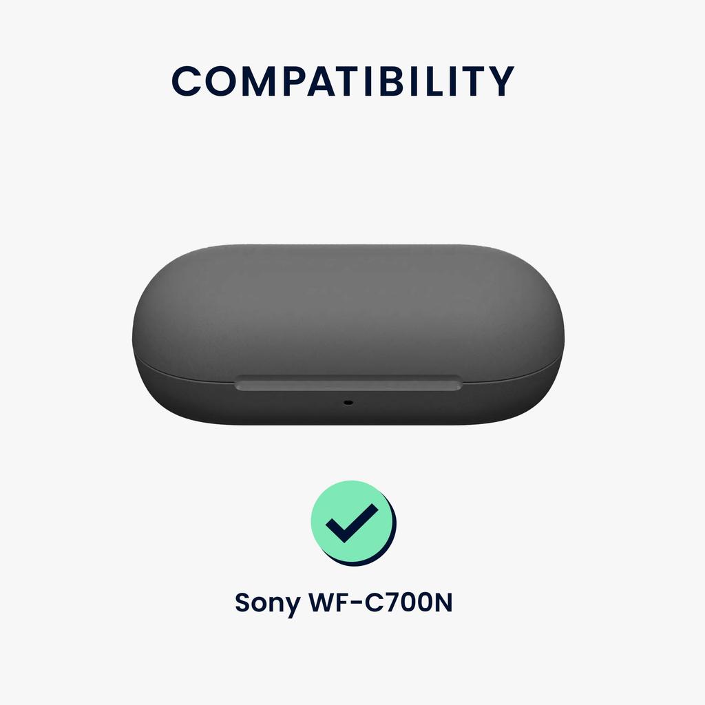 Kwmobile Earphone Case for Sony Wireless Drop Dark Green WF-C700N - Earphones, Silicone, Protection,