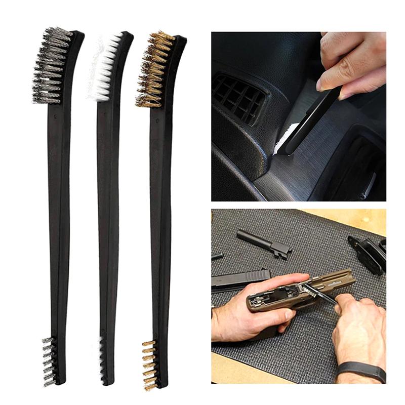 3/4/7Pcs Dual Head Wire Brush Set Steel Metal Brass Nylon Car Cleaning Polishing Rust Brush Cleaning Brush Tool Window Cleaner