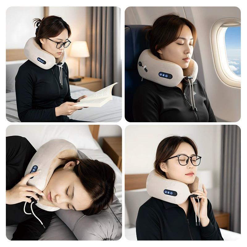 U-shaped Cervical Massage Pillow with Memory Foam for Travel and Car