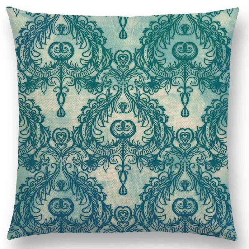 New Vivid Art Colorful Flowers Gorgeous Floral Doodle Geometry Mandala Coral Wonderland Pattern Car Cushion Cover Pillow Case
